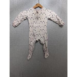 ZippyJamz One Piece‎ Pajamas Baby Size 9-12 Months Penguin Pint Full Zip Sleeper